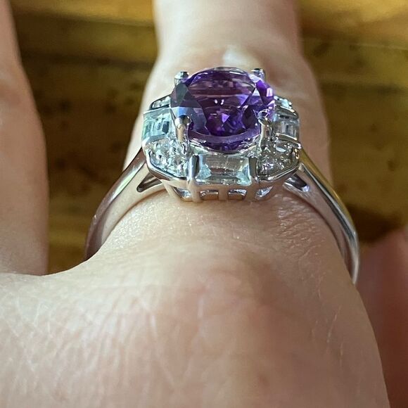 Moroccan Amethyst Sterling Silver Art Deco Ring Size 10 - Picture 2 of 9